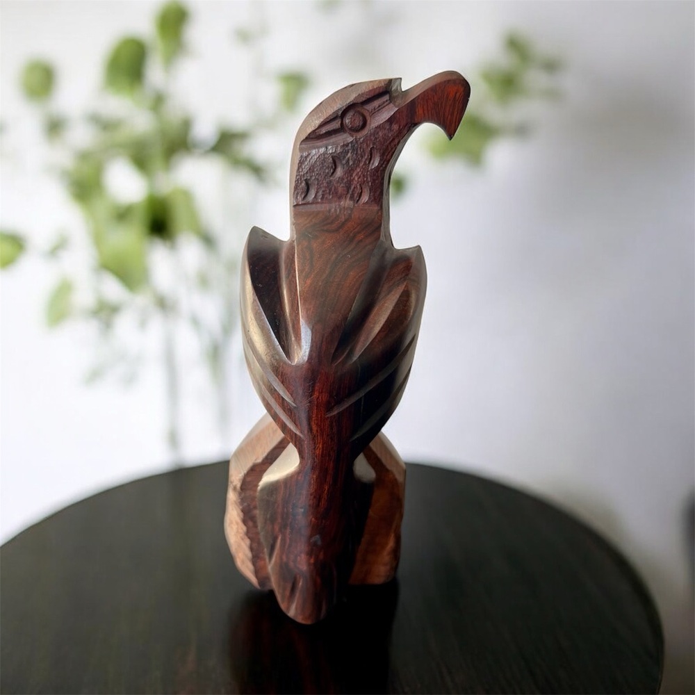 Ironwood Eagle Sculpture | Hand-Carved 1960s Folk Art Wood Bird Figure 5.5”